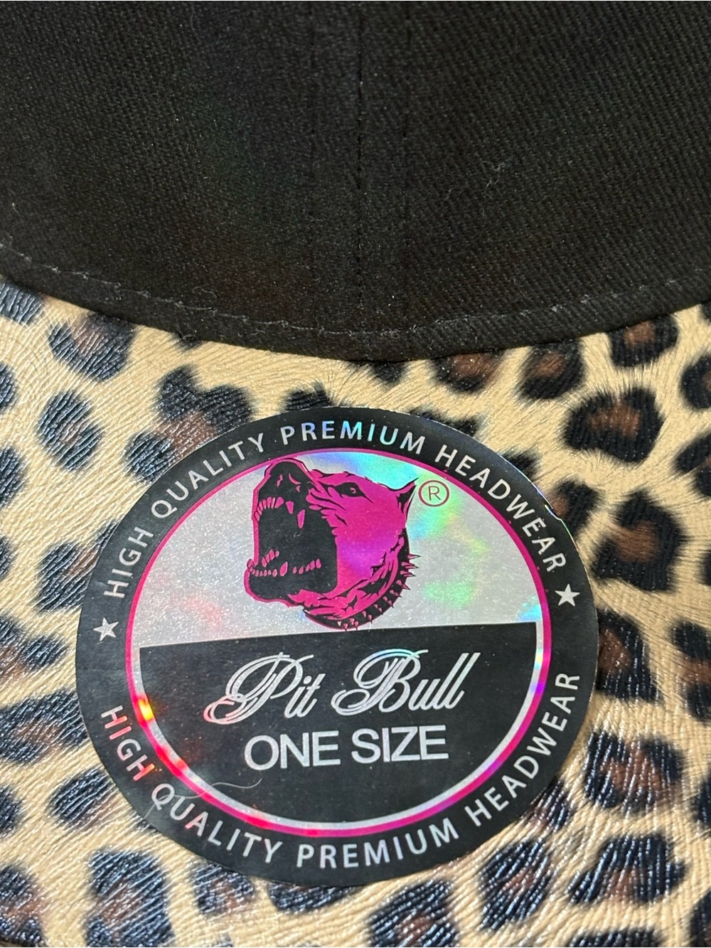 Pit Bull Leopard Print Brim Baseball Cap - Black & Leopard - Picture 3 of 10